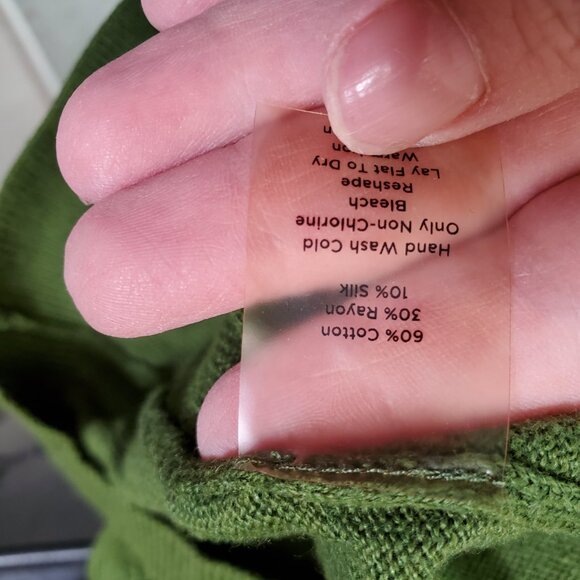 Talbots Cardigan Sweater Women's V-Neck Green White Polka Dot Buttons - Picture 6 of 7